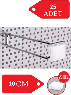 Manken İstanbul 10 cm 25 Adet Etiket Askılı Delikli Pano Kancası Raf Askısı