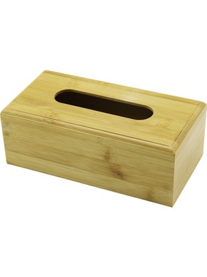 Go İthalat Ahşap - Bambu Peçetelik Kutu 11.6 x 22.8cm Alt Kapaklı = Kayar Kanallı - Aç-Kapa (5224)