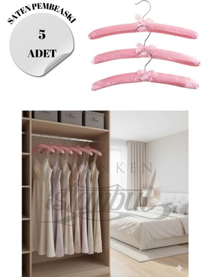 Manken İstanbul  Saten 5 Adet Elbise Askısı Palto Askısı Ceket Askısı
