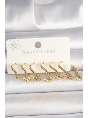 Clariss 316L Çelik Gold Renk Yıldız Model Kadın Küpe Seti