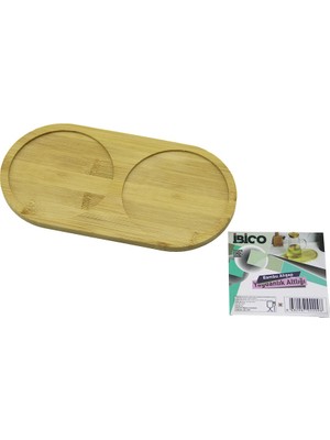 Go İthalat 2 Bölmeli Oval Ahşap Bambu Yağdanlık Altlık Mini Tepsi 12 x 23.4 x 0.8cm (5224)
