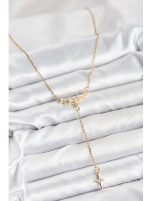 Clariss 316L Çelik Zincir Gold Renk Yıldız Model Y Kadın Kolye