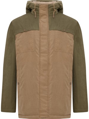 MUDO Renk Bloklu Kapüşonlu Mont