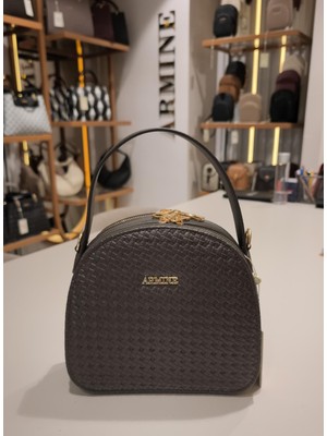 Armine 408 Kahve Örgü Kadın El ve Omuz Çantası