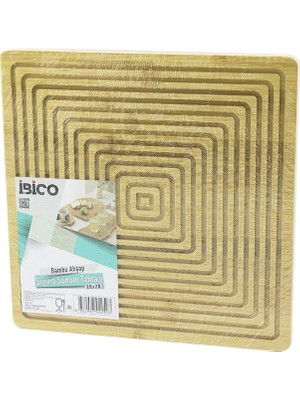Go İthalat Kare  Çift Taraflı=düz - Kanallı Ahşap Bambu Sunum Tepsi 28X28CM (5224)