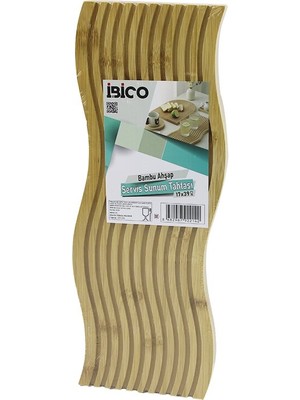 Go İthalat Dalgalı Şekilli - Kanallı  Çift Taraf=düz - Kanallı Ahşap Bambu Servis Sunum Tahtası  17 x 39 x 1.5cm (5224)