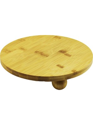 Go İthalat Yuvarlak 24.5cm 3 Mini Top Ayaklı Ahşap Bambu Sunum Tepsisi - Mini Sofra (5224)