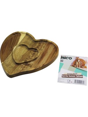 Go İthalat Akasya  Kalp Model   2 Bölmeli=1+1  Ahşap Bambu Servis Sunum Tepsi - Tahtası  20.5 x 19.5 x 1.4cm (5224)