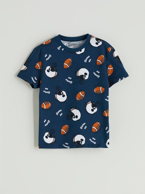 Lc Waikiki Yeni Sezon Bisiklet Yaka Baskılı Erkek Çocuk Tişört