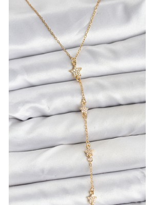 Clariss 316L Çelik Zincir Gold Renkli Yıldız Model Kadın Y Kolye