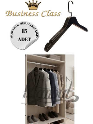 Manken İstanbul Business Class 3 Adet 44 cm Italyan Kanca Masif Ahşap Takım Elbise Askısı Palto Ceket Askısı