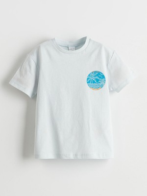 Lc Waikiki Yeni Sezon Bisiklet Yaka Baskılı Erkek Çocuk Tişört