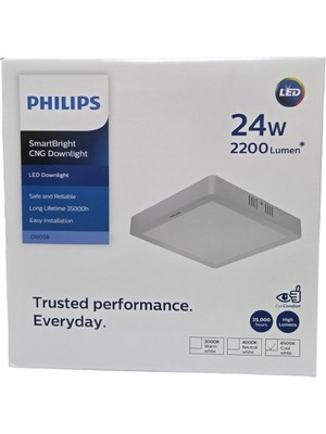 Philips Smartbright Sıvaüstü Kare Tavan LED Lamba 24W 6500K Beyaz Işık 2200 Lümen 29,5 cm  Plastik Gövde