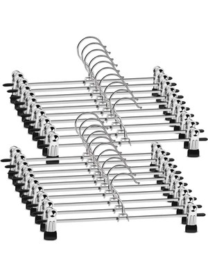 Manken İstanbul 20 Adet Yüksek Kalite Metal Mandallı Krom Kaplama Pantolon Askısı Etek Askısı Çamaşır Askısı