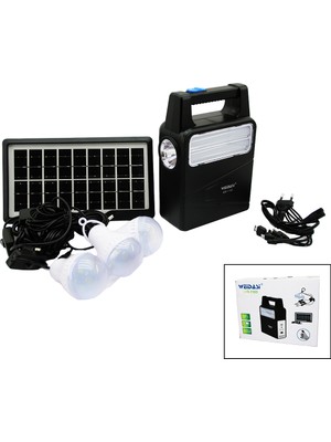 Go İthalat Solar Seyyar Panelli - Fiş Şarjlı 2in1 Dikey Model El Feneri  - 3 Parça  Ampul Kablolu - Powerbank (5224)