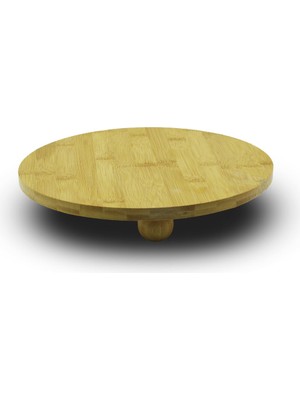 Go İthalat YUVARLAK=29CM   3 Mini Top Ayaklı  Ahşap Bambu Sunum Tahtası - Mini Sofra (5224)