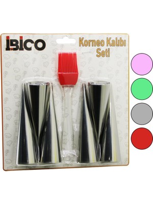 Go İthalat 7pcs 6-Korneo Kalıp - 1-Silikon Fırça Pasta Dekorasyon Seti Çap:3.4cm x UZUNLUK:12CM (5224)