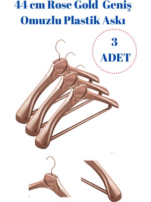Manken İstanbul 3 Adet  Rose Plastik Ceket Askısı Kıyafet Askısı Takım Elbise Askısı