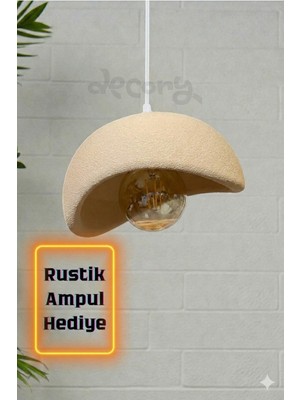 Decory Bej Renk Beton Görünümlü Tekli Sarkıt Avize,Bohem Sarkıt Avize (Bioplastik)