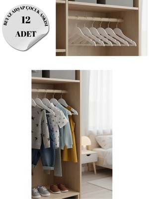 Manken İstanbul 12 Adet Çocuk Ahşap Ceket Askısı Gömlek Askısı Tişört Askısı Ahşap Askı Elbise Askısı