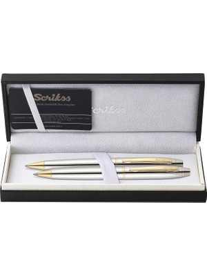 Braventa Collection Scrikss Noble 35 Tükenmez Kalemversatil Kalem Takım Krom Altın