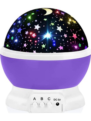 Braventa Collection Masa Lambası, Gökyüzü Projeksiyon Gece Lambası, Yıldızlı Gece Lambası, Dekoratif ve (Mor)