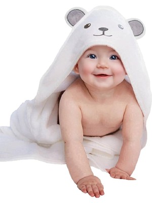 Braventa Collection MINUCHE%100 Pamuk Bambu Havlu Kundak - Ayıcık Kulak Desenli Banyo Havlusu - 75X75 cm