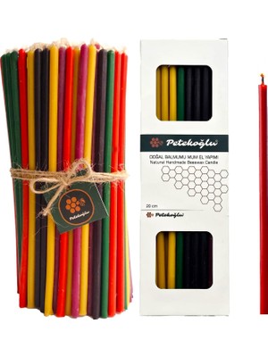 Braventa Collection Petekoğlu (40 Adet 5 Renk) Balmumu Mum Dilek Mumu Doğal Petek Ince Uzun Parti Rituel Doğum Günü Mumu