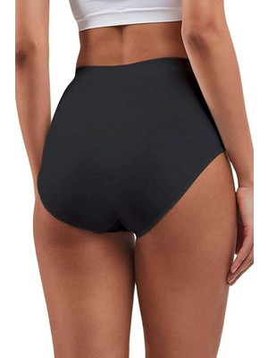 Kuzgun Ticaret Elite Lite Kadın Yüksek Bel Dikişsiz Iz Yapmaz Slip Külot Siyah 811