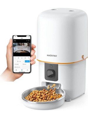 Braventa Collection Haustier PF05 Kameralı 1080P Fhd Gece Görüş Akıllı Kedi Köpek Otomatik Mama Kabı, Tuya App-Wifi Uzak