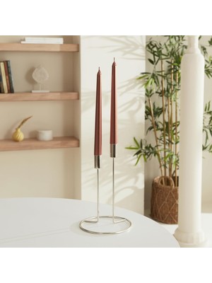 Braventa Collection 2'li Şamdan Mum Bronze 24 cm