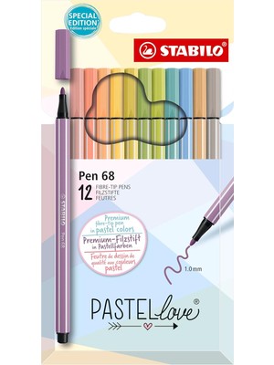 Braventa Collection Stabılo Pen 68 Brush Arty - Premium Keçeli Kalem - 12'li Paket - Çeşitli Renkler