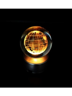 Braventa Collection Senon Kristal Cam Küre Renk Değiştiren LED Işıklı Gece Lambası Dekoratif Hediyelik (Dünya)