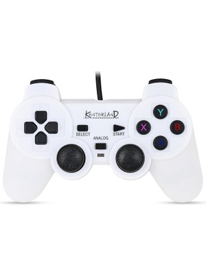 Braventa Collection Kontorland Kablolu Pc Gamepad – D-Input & X-Input Destekli Çift Titreşimli USB Oyun Kolu (Beyaz)