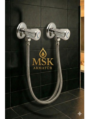 Krom Volonlu Taharet Musluğu Flex Set