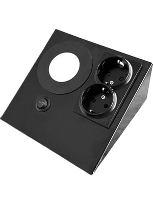 Braventa Collection Erva Çiftli Dikey Tezgah Altı Siyah Priz Antrasit Gövde Panel Spot Beyaz Işık ERVANM254