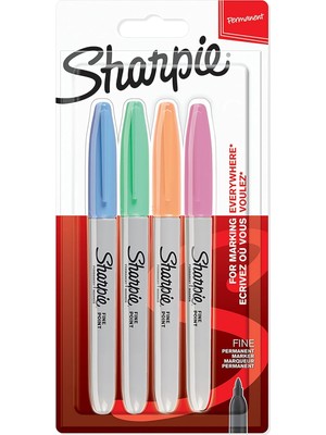 Braventa Collection Sharpie Fine Permanent Markör 4'lü Paket, Pastel Renkler