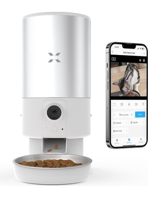 Braventa Collection Xenon Smart Akıllı Otomatik Kedi Mama Kabı Mobil Uygulama ile Uzaktan Kontrol Edilebilen Sesli Ileti
