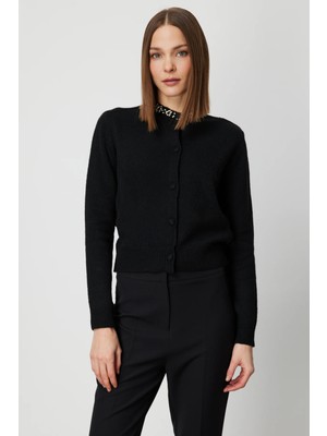 On Triko Yakası Taşlı Triko Hırka 63927