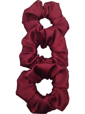 Braventa Collection Saten Saç Tokası Scrunchie Toka 3 Adet (Bordo5)