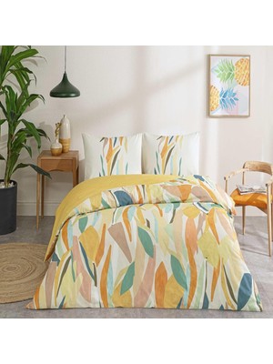 Braventa Collection Joey Renkli Klişe Pamuk Nevresim Takımı, Turuncu, Çift Kişilik