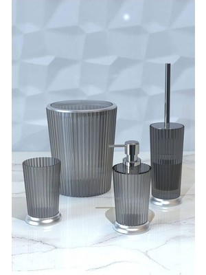 Braventa Collection Primanova MSAS0825MGNELY 4lü Banyo Seti, Şeffaf Mat Gümüş Kaplama