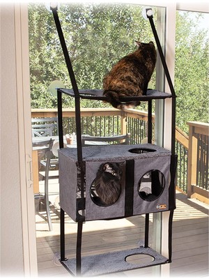 Braventa Collection K&h Pet Products Ez Mount Penthouse Townhouse Kedi Mobilyası, Pencere Için 4 Raflı