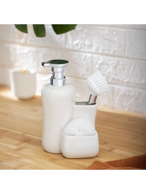 Braventa Collection Sado Fırçalı Sıvı Sabunluk Beyaz HZ22901