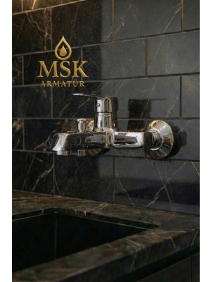 Krom Kare Lüx Banyo Bataryası Çeşmesi