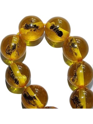 Braventa Collection Toz Kehribar Tesbih – Karınca Fosilli, Küre Kesim, El Yapımı, Midyat Gümüş Püsküllü, Erkek Aksesuar,