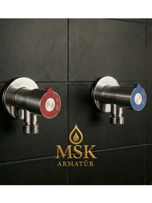 2 Adet Inox Paslanmaz Çelik Aç Kapa Ara Musluk + 2 Adet Flex Bağlantı Hortumu