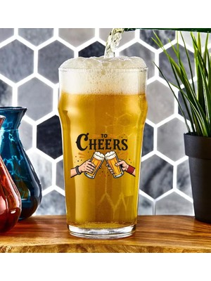 Braventa Collection Büyük Boy Renkli Baskılı Cam Bira Bardağı Nonic Pint Beer Glass 600 ml