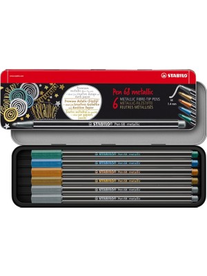 Braventa Collection 1340 Metalik Fırça Uçlu Keçeli Kalem, 6 Parlak Renkli Set, Esnek Fırça Ucu