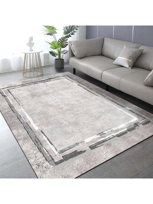 Braventa Collection Latte Dizayn Lareny Desenli Pamuk Tabanlı Yıkanabilen Kaydırmaz Antibakteriyel Salon Halısı 60X190